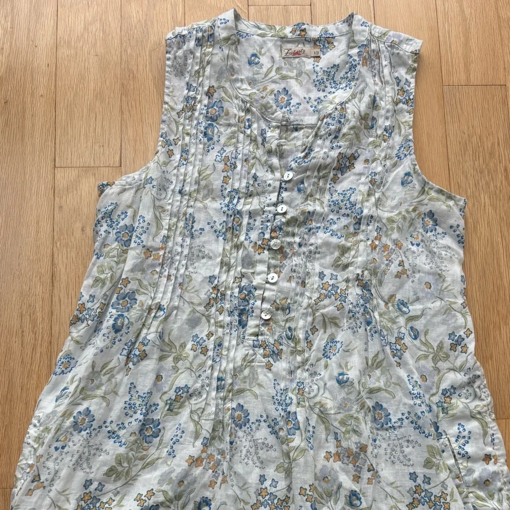 Faherty Floral Print Linen Isha Dress Small - Picture 5 of 6